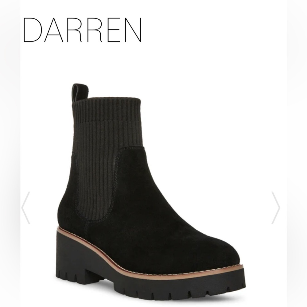 NEW $170 Blondo Darren Black suede waterproof sock boot women size 5.5, 6.5